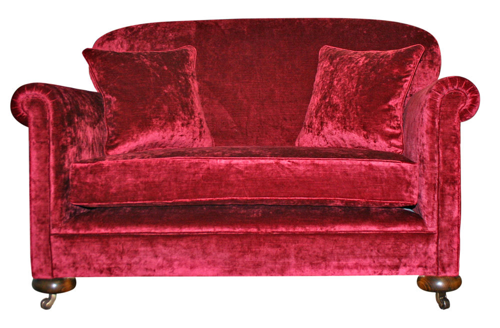 1920s style red velvet sofa