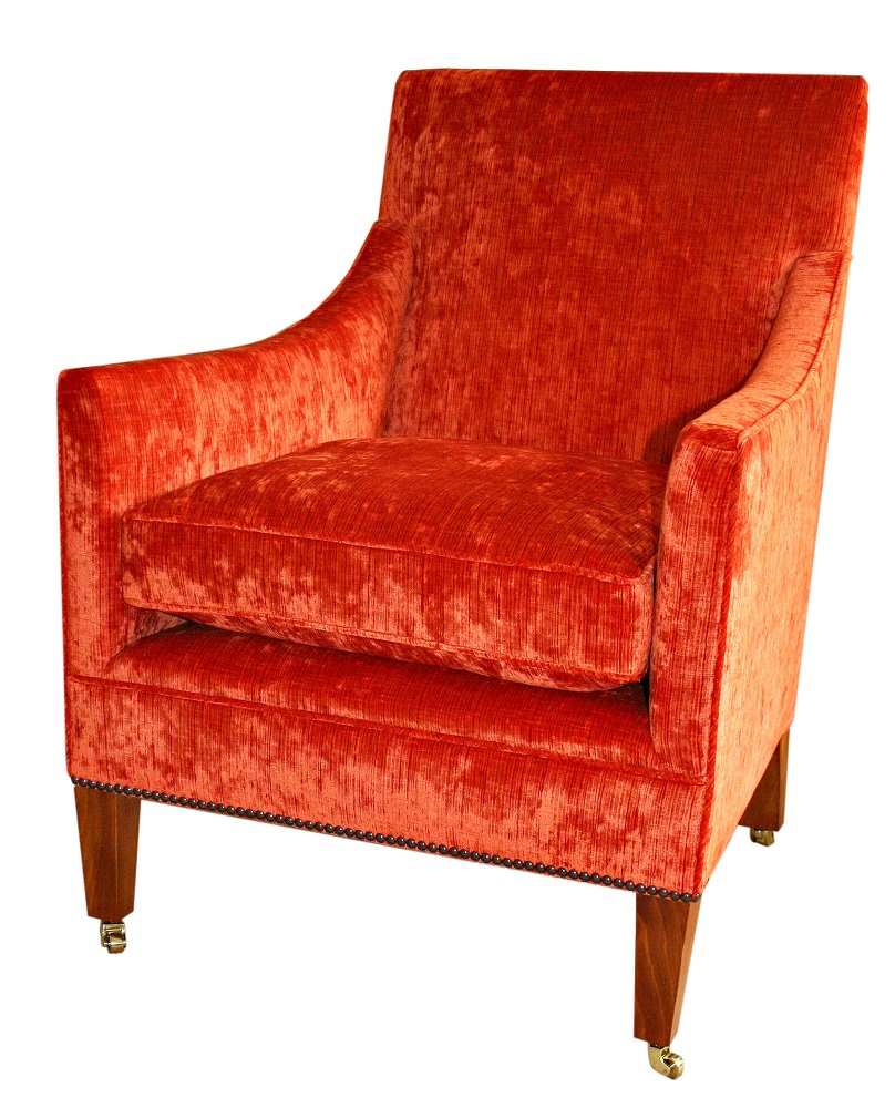 Edwardian chair in orange velvet